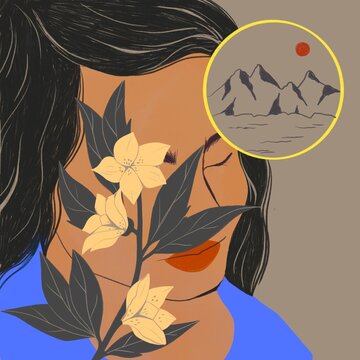 Woman dreaming about plants
