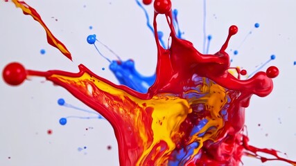 Colorful paint splashes on white background - Powered by Adobe
