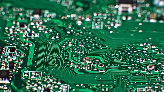 Close-up of intricate green circuit board