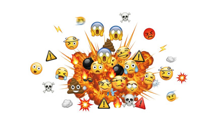 Emoji Explosion, Isolated, Cutout, Transparent PNG