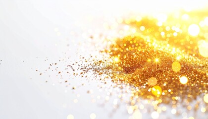 Sparkling Golden Glitter Background with Bright Bokeh Lights and Copy Space