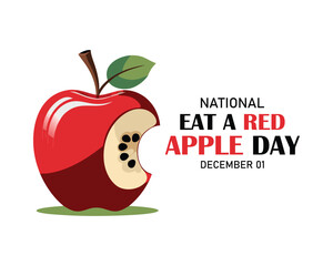 National Eat a Red Apple Day vector. Bitten red apple icon vector. Eat a Red Apple Day Poster, December 1.
