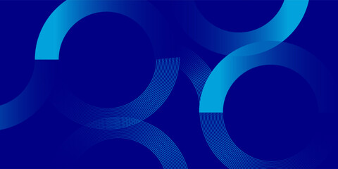 Modern blue abstract background with circular geometric lines and gradient curve shapes, futuristic minimal design for digital technology banner, business presentation, website, and corporate template