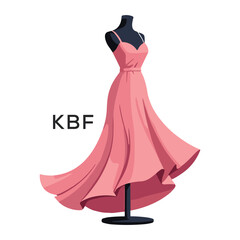 KBF Elegant Pink Dress. KBF Logo Design for Fashion Boutique, Clothing Brand, and Tailor KBF Shop Branding.
