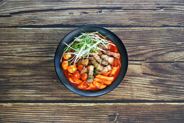 삼겹살 떡볶이를 촬영한 모습