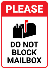 Please do not block mailbox sign
