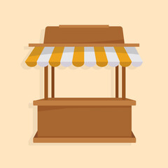 Illustration of an empty Market Kiosk in flat design style.