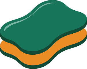 Stock photo of green and yellow cleaning sponge for dishwashing and scrubbing