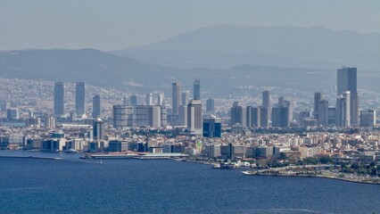 Fototapeta premium High quality landscape photo of Izmir city taken with a drone