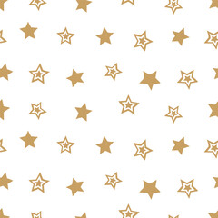 Seamless pattern of golden stars. Vector illustration, background of stars, festive packaging.