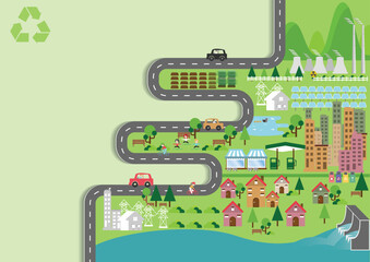 Ecology connection Energy conservation concept background . Vector infographic illustration