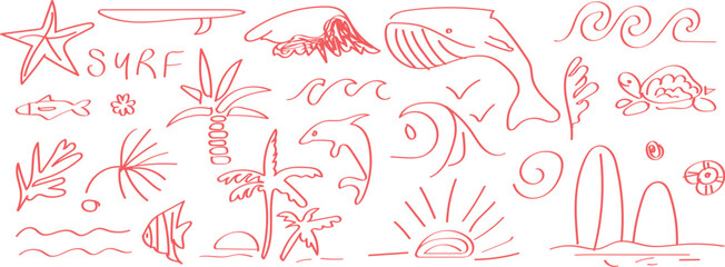 Charming hand-drawn naive animals and nature doodles for children's designs