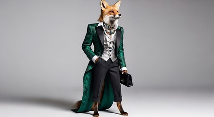 Fox in a Tailcoat - A Surreal Anthropomorphic Portrait of Elegance.