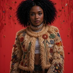 autumn clothes, sensuous fashion, autumn clothes model, warm feeling clothing coordination, AI Generative