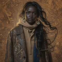 autumn clothes, sensuous fashion, autumn clothes model, warm feeling clothing coordination, AI Generative