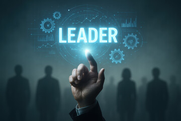 Leader text inspires business innovation and strategy with technology driving success and development