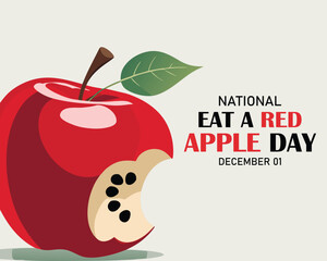National Eat a Red Apple Day vector. Bitten red apple icon vector. Eat a Red Apple Day Poster, December 1.