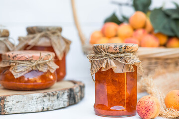 Sweets and fruits. Homemade healthy jelly, apricot jam. Preserving and harvesting in the summer....