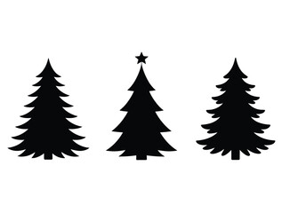 Obraz premium Holiday Silhouette Trio: Elegant silhouettes of festive trees stand proudly, embodying the spirit of celebration and the beauty of seasonal decor.
