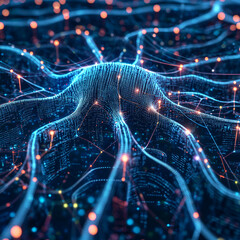 Neural Network Concept, Digital Neural Network Concept, Neural Network in Digital Art, Artificial Neural Network Visualization, Tech Network with Digital Data, Digital Brain with Neural Connections, F