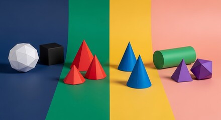 Geometric Shapes Displayed on a Colorful Background.