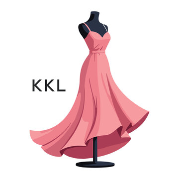 KKL Elegant Pink Dress. KKL Logo Design for Fashion Boutique, Clothing Brand, and Tailor KKL Shop Branding.
