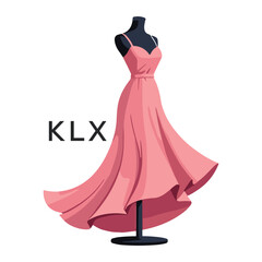 KLX Elegant Pink Dress. KLX Logo Design for Fashion Boutique, Clothing Brand, and Tailor KLX Shop Branding.
