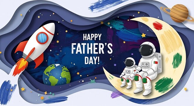 Happy Fathers Day in Space - A Cosmic Celebration of Fatherhood.