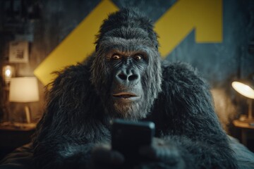 Cute ape and smartphone: a morning delight. Fast crypto profits. Trading crypto: modern wealth building or digital trap. Altcoin trading rules. Crypto market crash.