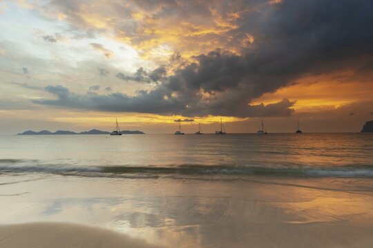 Sunset at Charlie Beach, Koh Mook Island, Andaman Sea, Thailand, Southeast Asia