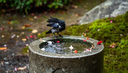 Obraz premium カラスの行水の写真