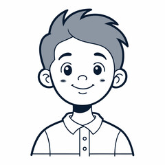 Boy smiling line art vector on white background