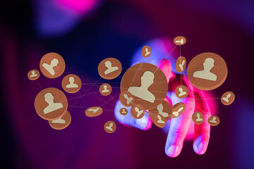 Conceptual shot illustrating connections, data analytics, and digital identity, perfect for illustrating social networking themes.