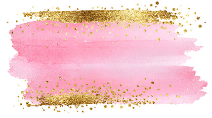 Obraz premium Pastel pink watercolor paint brush glitter gold with golden , dots and stains. Pastel marble alcohol ink drawing effect. pink texture design element for wedding invitation. Stock Illustration