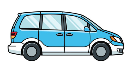 Blue minivan Illustration, perfect for family travel and road trips