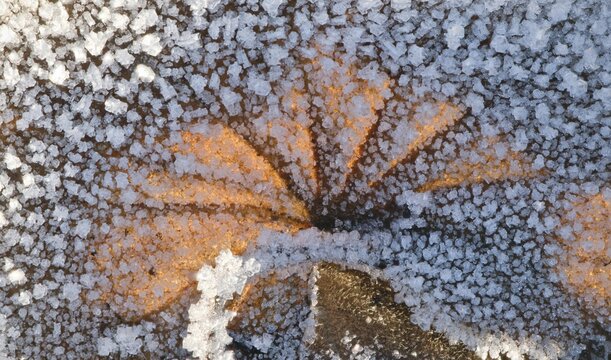 Brooklime (Geum rivale), leaf with hoar frost, Emsland, Lower Saxony, Germany