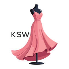 KSW Elegant Pink Dress. KSW Logo Design for Fashion Boutique, Clothing Brand, and Tailor KSW Shop Branding.
