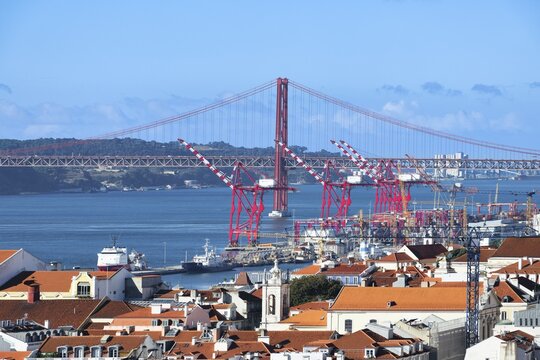 View over Lisbon and the Tagus river, Portugal