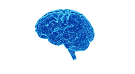 Artificial intelligence brain concept with circuit board pattern for ai technology and machine learning on transparent background