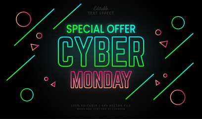 Cyber Monday Text Effect Style Neon Glow