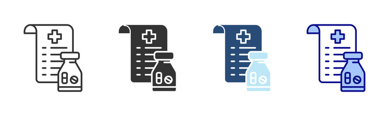 Medical Prescription Icon Set. Designed In Multi Style