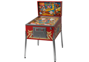 Isolated vintage electromechanical pinball machine, coin-operated game for amusement center