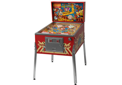 Isolated vintage electromechanical pinball machine, coin-operated game for amusement center