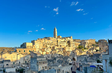 Naklejka premium Landscape with the Sassi di Matera cave dwelling complex in the city of Matera - Italy