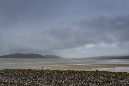 Landscape at the Kyle of Tongue, shallow bay in the Highlands, Sutherland, Scotland, Great Britain