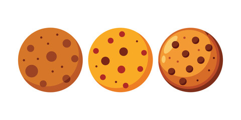 Fototapeta premium Chocolate Chip Cookie Vector Icons