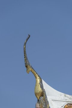 Chofah on the pediment, roof decoration on the Uposatha Hall, Ubosot, Wat Benchamabophit, marble temple, Bangkok, Thailand