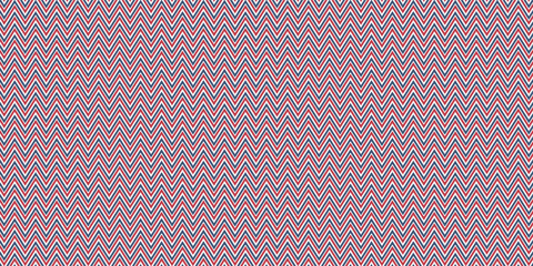 American patriotic seamless line pattern. Chevron zigzag lijn pattern. Memphis style. Flat vector zig zag sign. Chevrons wave line. Wavy stripes background. Retro pop art 80's 70's years.Eps10