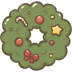 christmas wreath on white background