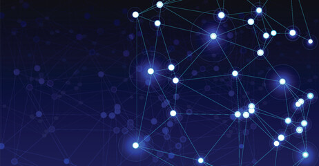 Abstract digital network of connected nodes, representing data flow and communication.
